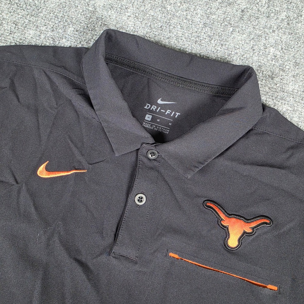 Texas Longhorns Nike Polo Shirt Mens Medium Black Dri-FIT AR8903-010